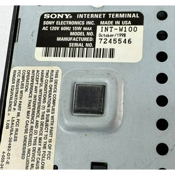 Sony Webtv Internet Terminal Keyboard & Remote Control Model INT W100 For Parts - Picture 7 of 11
